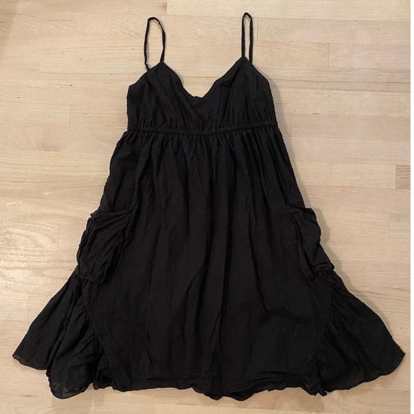 Beiza black flowy swiss dot dress sz L - Picture 1 of 5